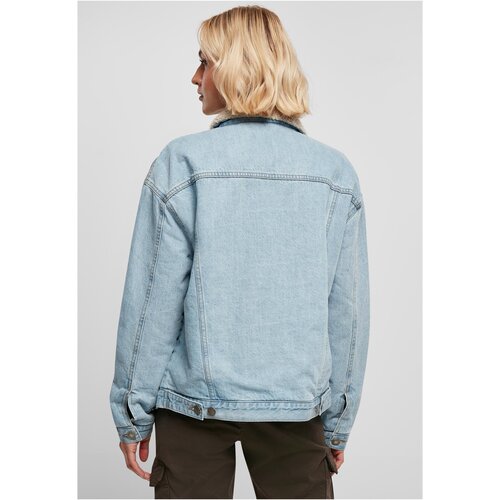 Urban Classics Ladies Oversized Sherpa Denim Jacket clearblue bleached M