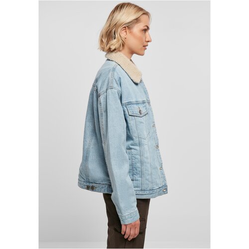 Urban Classics Ladies Oversized Sherpa Denim Jacket clearblue bleached M