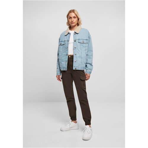 Urban Classics Ladies Oversized Sherpa Denim Jacket clearblue bleached M