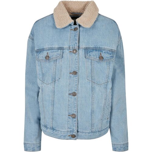 Urban Classics Ladies Oversized Sherpa Denim Jacket clearblue bleached M