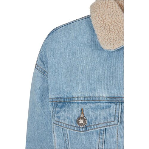 Urban Classics Ladies Oversized Sherpa Denim Jacket clearblue bleached M