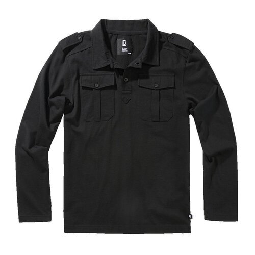 Brandit Jersey Poloshirt Willis longsleeve black S