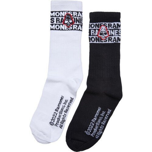 Merchcode Ramones Skull Socks 2-Pack black/white 43-46