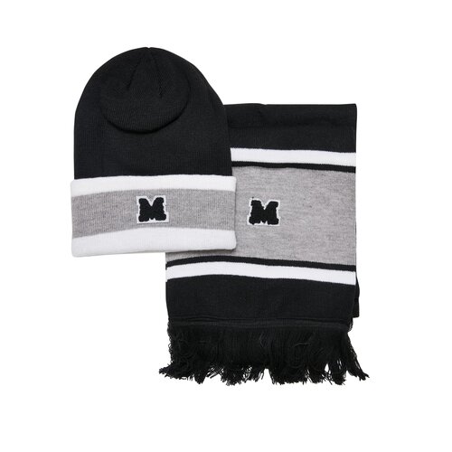 Urban Classics College Team Package Beanie and Scarf black/heathergrey/white one size