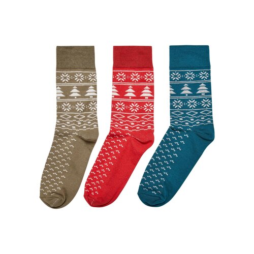 Urban Classics Norwegian Pattern Socks 3-Pack hugered/jasper/tiniolive 43-46