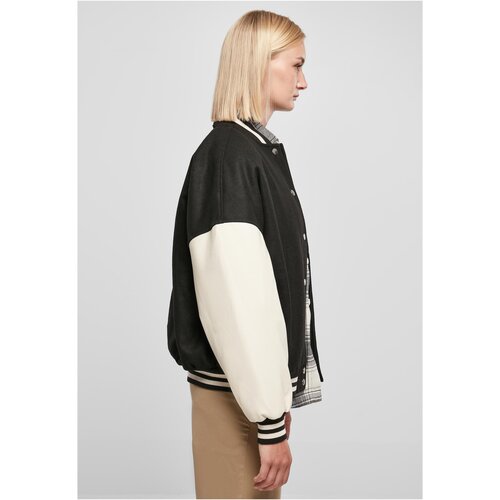 Urban Classics Ladies Oversized Big U College Jacket black/palewhite XXL