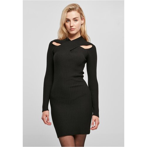 Urban Classics Ladies Crossed Rib Knit Dress black L