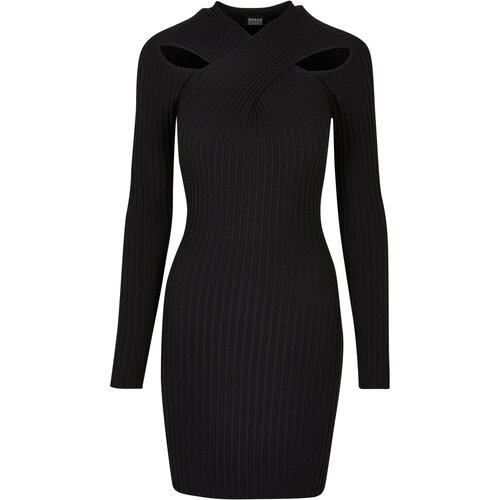 Urban Classics Ladies Crossed Rib Knit Dress black L