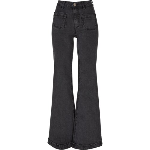 Urban Classics Ladies Vintage Flared Denim Pants black washed 26