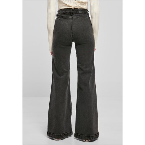 Urban Classics Ladies Vintage Flared Denim Pants black washed 28