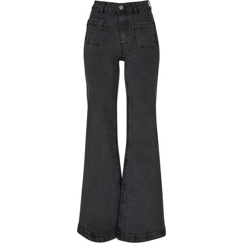 Urban Classics Ladies Vintage Flared Denim Pants black washed 28