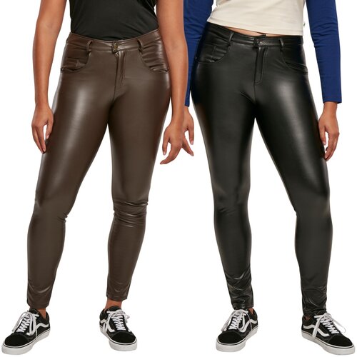 Urban Classics Ladies Mid Waist Synthetic Leather Pants