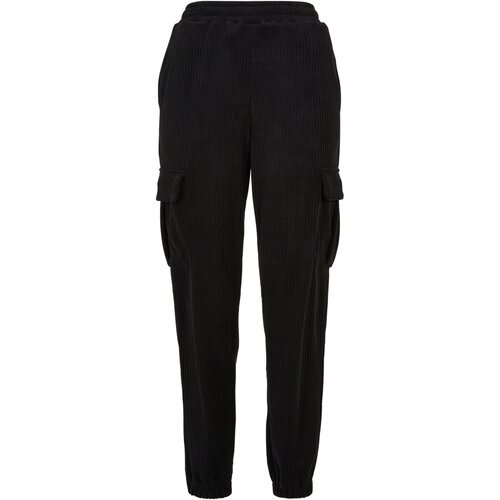 Urban Classics Ladies High Waist Velvet Rib Cargo Sweat Pants black 4XL