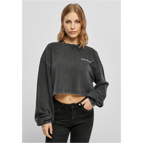 Urban Classics Ladies Cropped Small Embroidery Terry Crewneck black 4XL