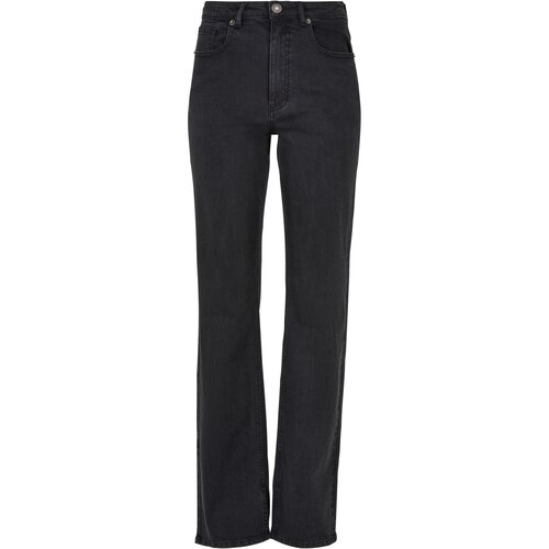 Urban Classics Ladies Highwaist Straight Slit Denim Pants black washed 26
