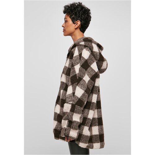 Urban Classics Ladies Hooded Oversized Check Sherpa Jacket pink/brown S