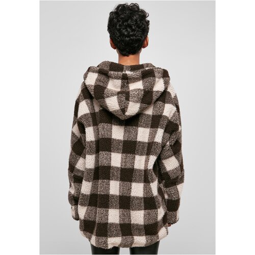 Urban Classics Ladies Hooded Oversized Check Sherpa Jacket pink/brown S