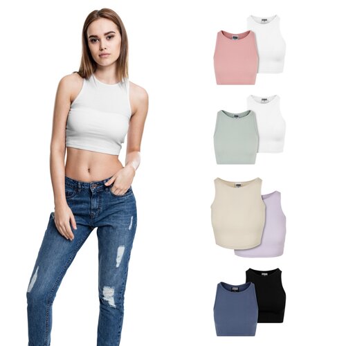 Urban Classics Ladies Cropped Rib Top 2-Pack