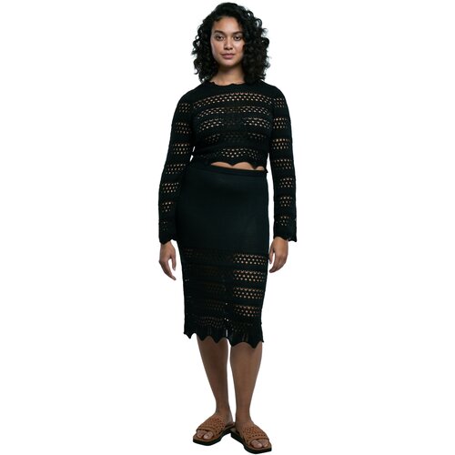 Urban Classics Ladies 3/4 Crochet Knit Skirt black 3XL