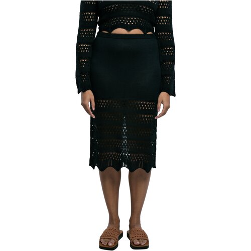 Urban Classics Ladies 3/4 Crochet Knit Skirt black 3XL