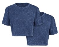 Build Your Brand Ladies Acid Washed Cropped Tee 2-Pack
