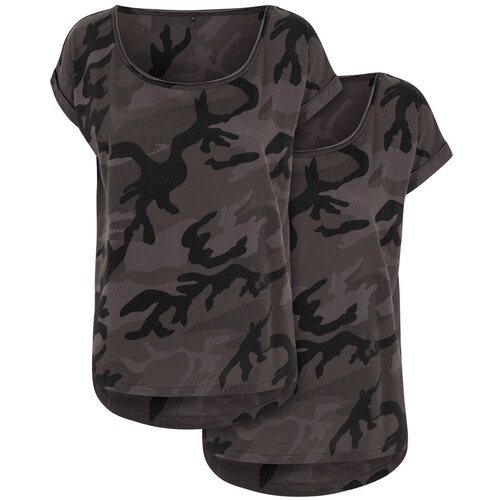 Build Your Brand Ladies Camo Tee 2-Pack dark camo XS