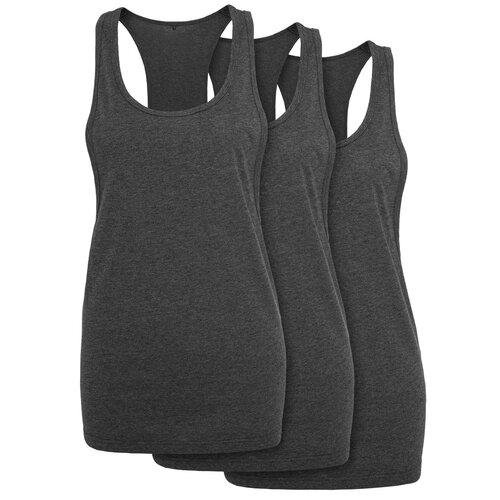 Build Your Brand Ladies Loose Tank 3-Pack charcoal L