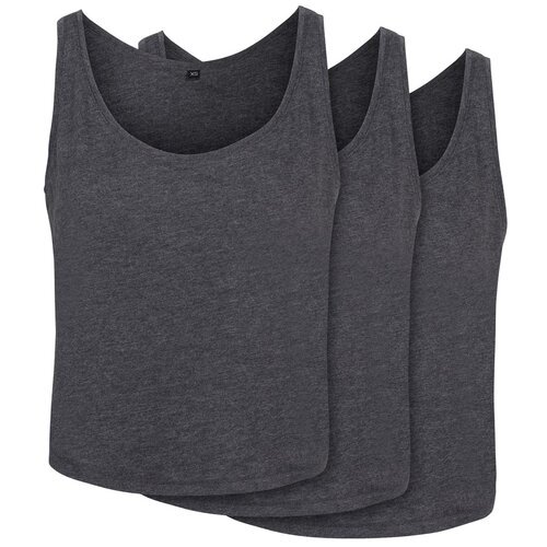 Build Your Brand Ladies Oversized Tanktop 3-Pack charcoal 3XL