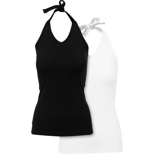 Build Your Brand Ladies Neckholder Shirt 2-Pack white+black L