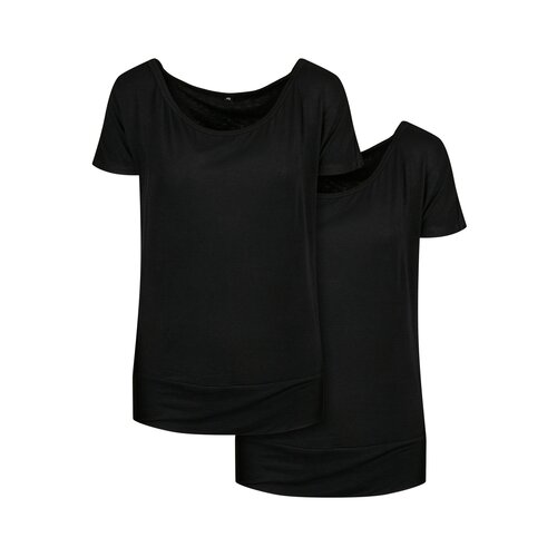 Build Your Brand Ladies Viscose Tee 2-Pack black 3XL