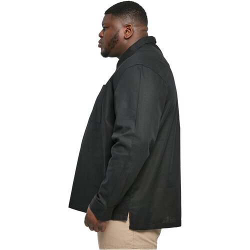 Urban Classics Cotton Linen Half Zip Shirt black 3XL