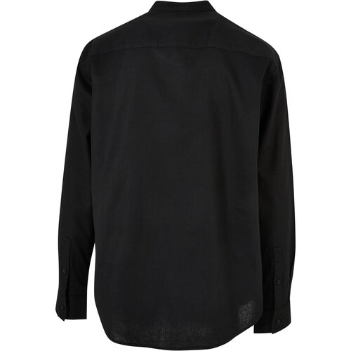 Urban Classics Cotton Linen Stand Up Collar Shirt black 3XL