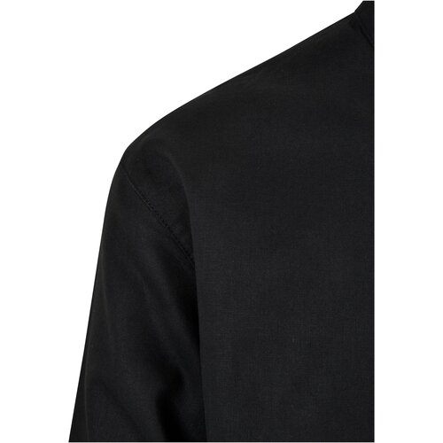Urban Classics Cotton Linen Stand Up Collar Shirt black 3XL