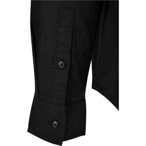 Urban Classics Cotton Linen Stand Up Collar Shirt black M