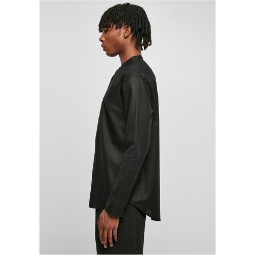 Urban Classics Cotton Linen Stand Up Collar Shirt black M