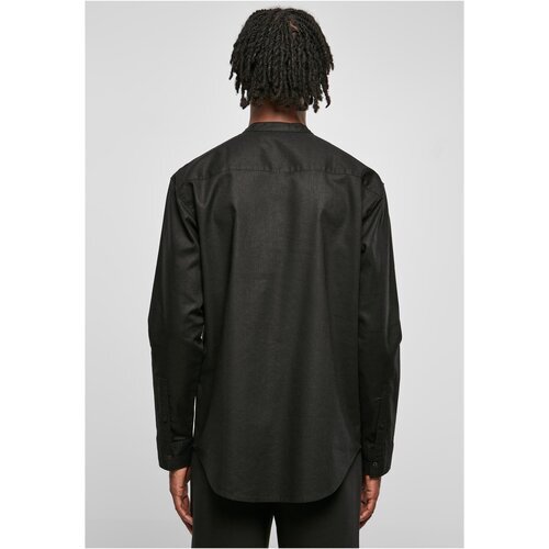 Urban Classics Cotton Linen Stand Up Collar Shirt black M