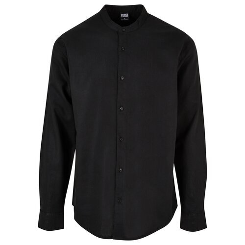 Urban Classics Cotton Linen Stand Up Collar Shirt black M