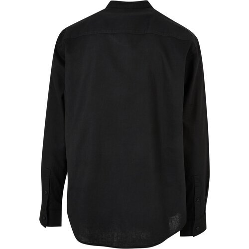 Urban Classics Cotton Linen Stand Up Collar Shirt black M