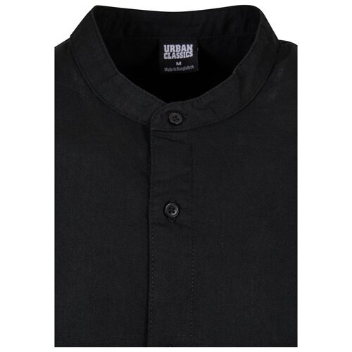 Urban Classics Cotton Linen Stand Up Collar Shirt black M