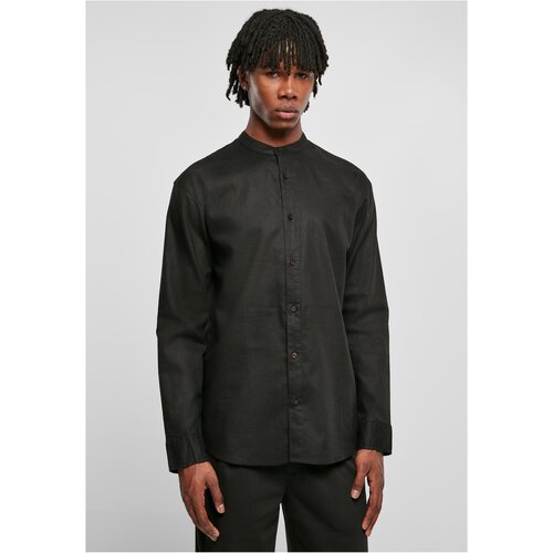 Urban Classics Cotton Linen Stand Up Collar Shirt black XL