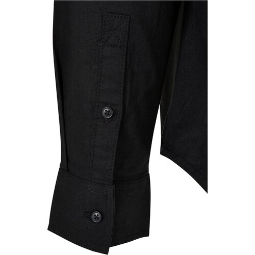 Urban Classics Cotton Linen Stand Up Collar Shirt black XL