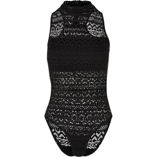 Urban Classics Ladies Crochet Jersey Turtleneck Body black 5XL