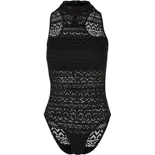 Urban Classics Ladies Crochet Jersey Turtleneck Body black XXL