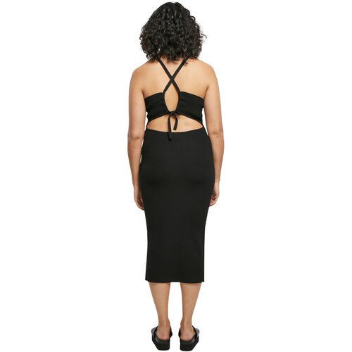 Urban Classics Ladies Midi Rib Knit Crossed Back Dress black 3XL
