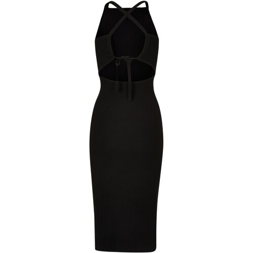 Urban Classics Ladies Midi Rib Knit Crossed Back Dress black 3XL