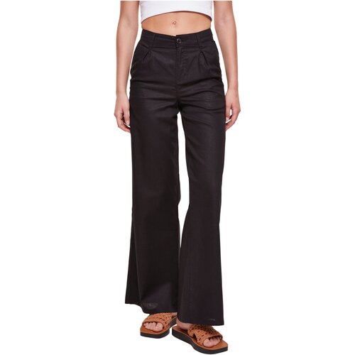 Urban Classics Ladies High Linen Mixed Wide Leg Pants black 28