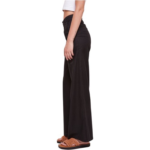 Urban Classics Ladies High Linen Mixed Wide Leg Pants black 28