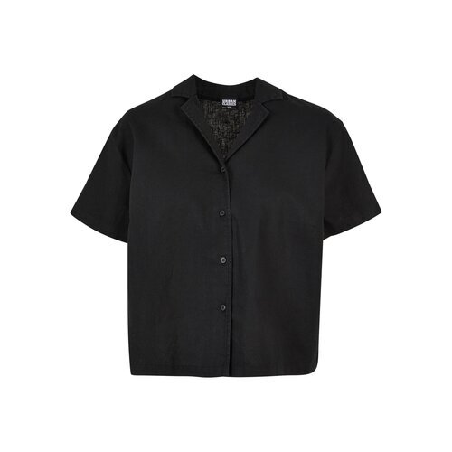Urban Classics Ladies Linen Mixed Resort Shirt black 5XL