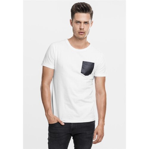 Urban Classics Synthetic Leather Pocket Tee wht/blk S