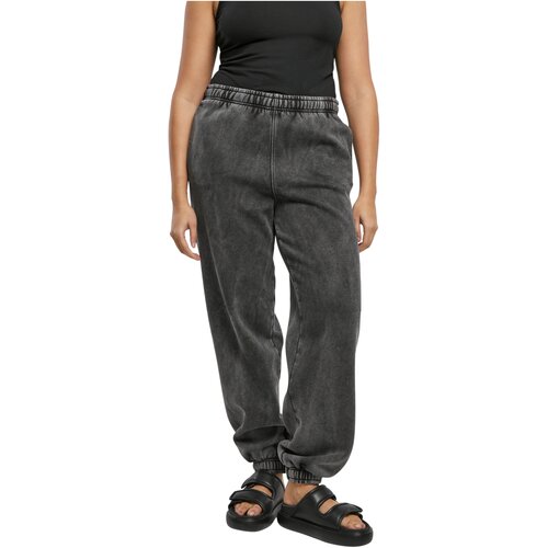 Urban Classics Ladies High Waist Stone Washed Sweat Pants black 4XL